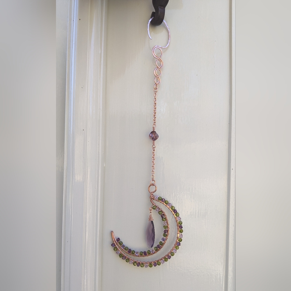 Window Prism Sparkly Copper Moon Ornament Swarovski Crystal Accents - Picture 5 of 14